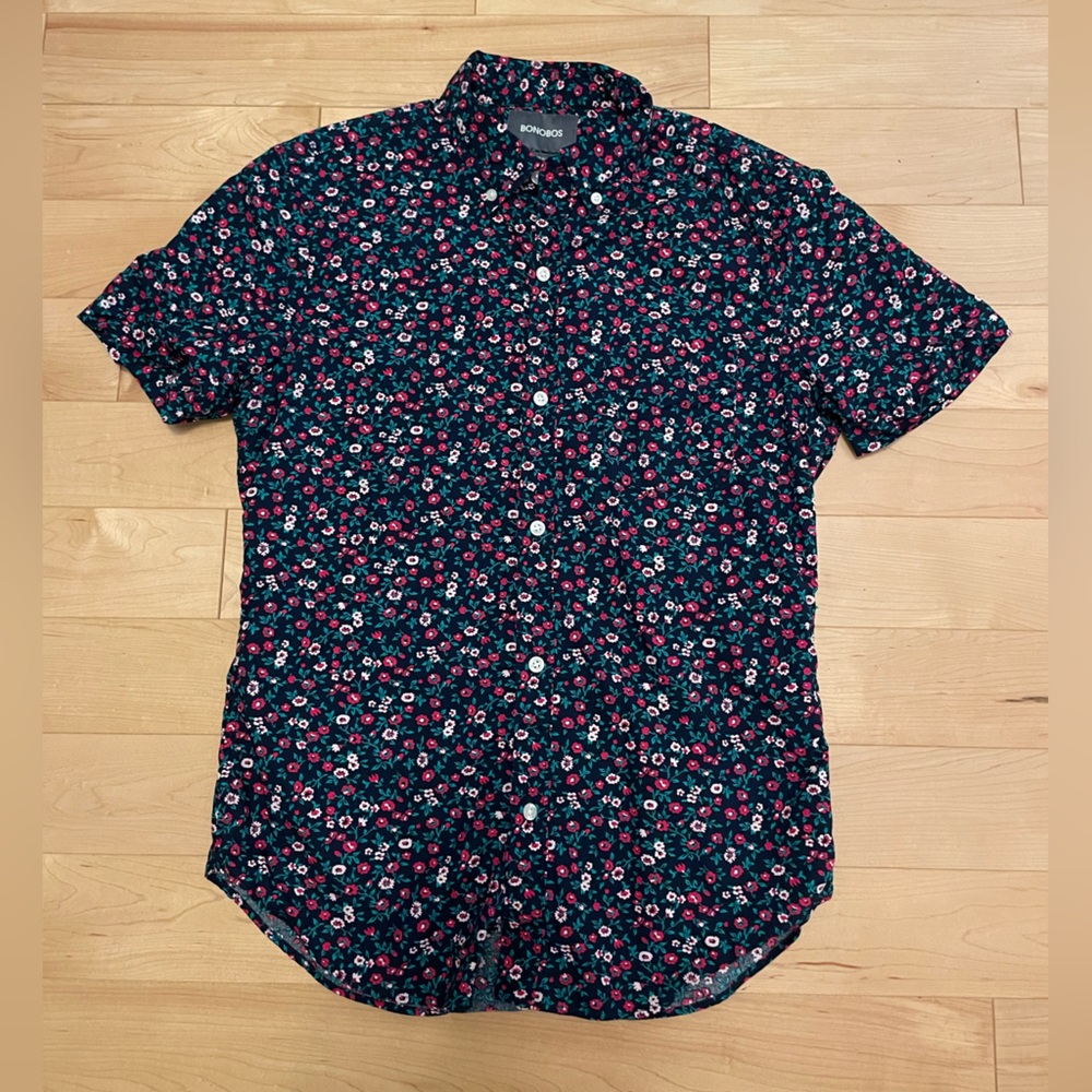 Bonobos Floral Tailored Slim Fit Riviera Short Sleeve Button Down